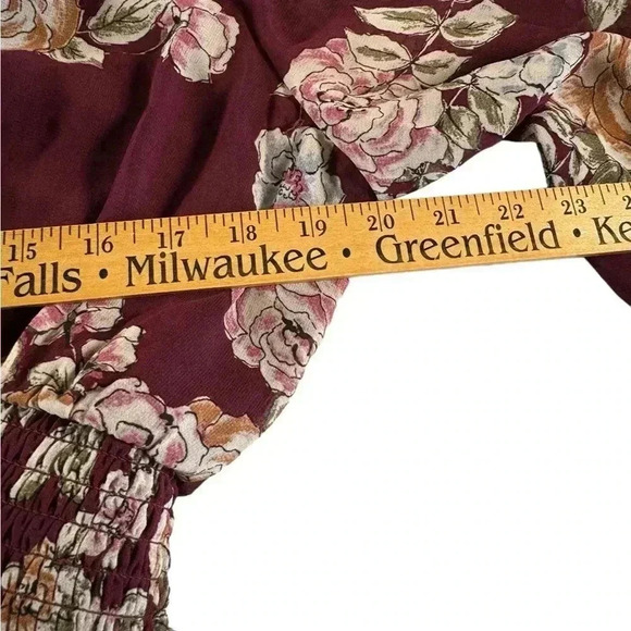 MAURICES Size Large Long Sleeve FLORAL RUFFLE A-LINE DRESS - New with Tags NWT - Picture 6 of 11